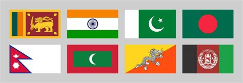 National Flags Of Asia Sri Lanka India Pakistan Bangladesh Nepal