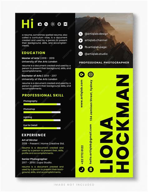 Premium Psd Black Professional Resume Cv Psd Template