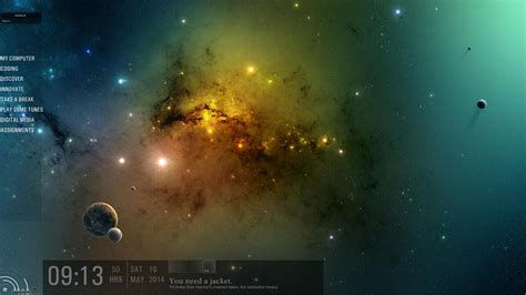 My clean and simple space themed desktop. : Rainmeter