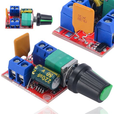 DC Motor Speed Controller Module Mini 5A PWM Max 90W DC-DC 3V-35V Speed ...