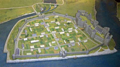 Reconstruction of Caernarfon Castle and town walls at the end of the ...