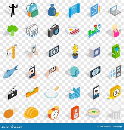 Characteristic Icons Set Isometric Style Stock Vector Illustration