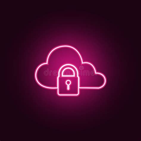 Castle on the Cloud Icon. Elements of Cyber Security in Neon Style ...