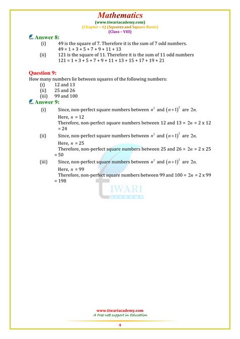 Ncert Solutions For Class 8 Maths Chapter 6 Square And Square Roots