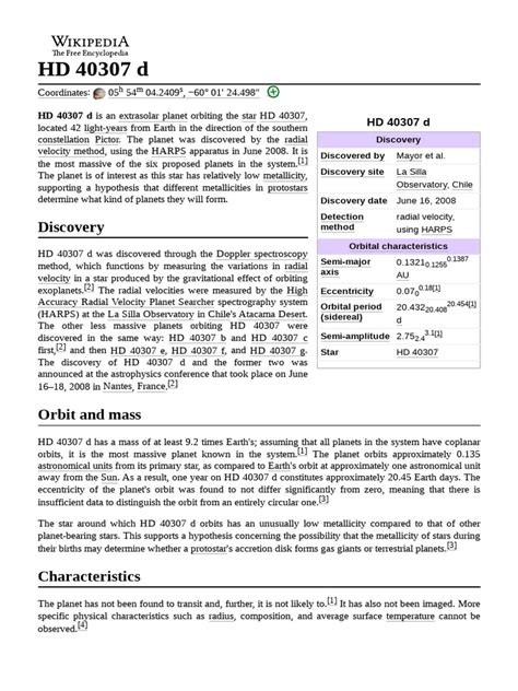 Discovery: HD 40307 D Is An Extrasolar Planet Orbiting The Star HD ...