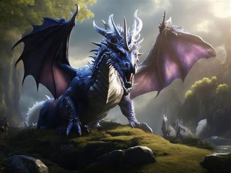 Premium Photo A Dragon Sitting On A Hill With A Sky Background And A