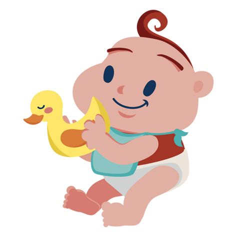 Cartoon Baby Holding A Rubber Duck PNG & SVG Design For T-Shirts