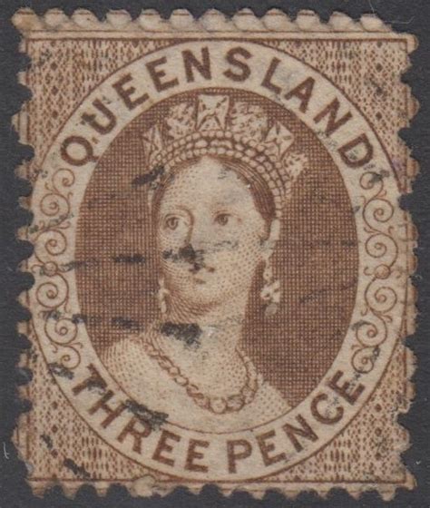 QLD SG 67 1868 74 3d Brown Chalon Head Queen Victoria Three Pence