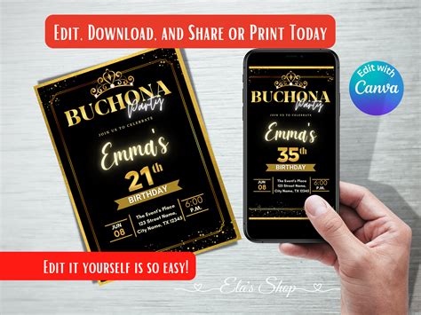 Buchona Invitation Digital Cards Editable Birthday Invitation