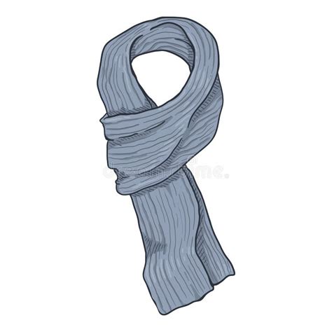 Vector Single Cartoon Gray Knitted Scarf Stock Vector Illustration Of