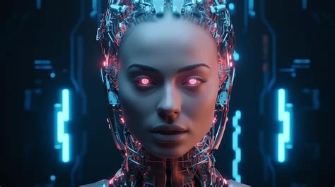 Premium Ai Image Female Robot Face Artificial Intelligence Concept