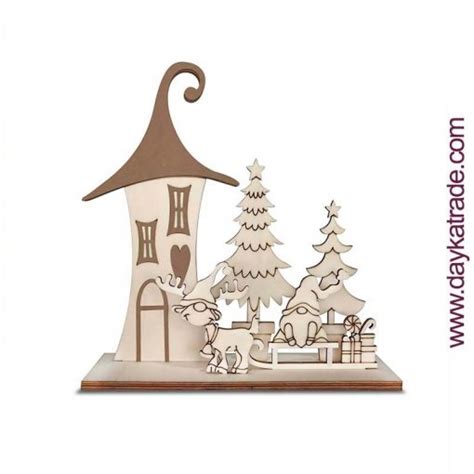 Dayka Kit Diy Set Casita De Navidad Madera Pap Noel