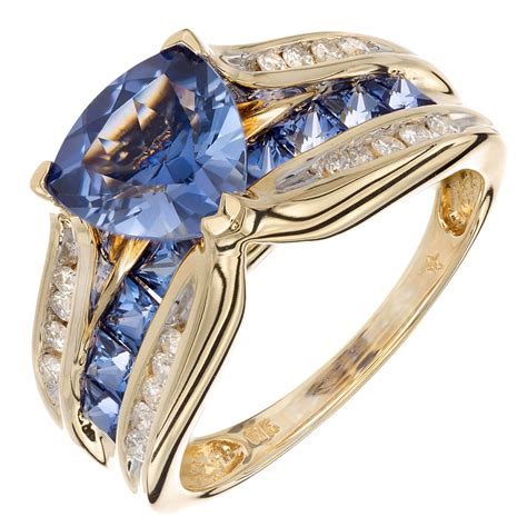 1 54 Carat Tanzanite Diamond Yellow Gold Diamond Engagement Ring For