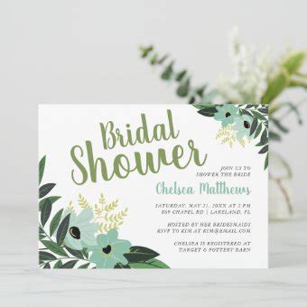 Mint Modern Floral Bridal Shower Invitation | Zazzle