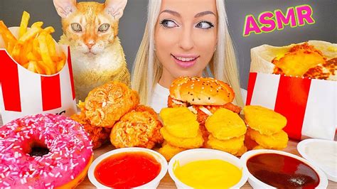 Asmr Eating Kfc Fried Chicken Burger Fries Donut Fried Food 후라이드