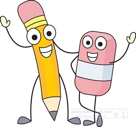 Cartoon Clipart-pencil and eraser cartoon characters