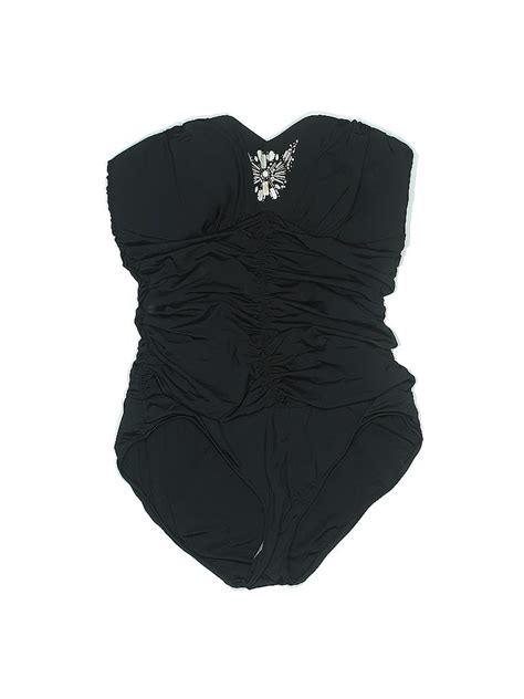 Badgley Mischka Solid Black One Piece Swimsuit Size 14 76 Off Thredup