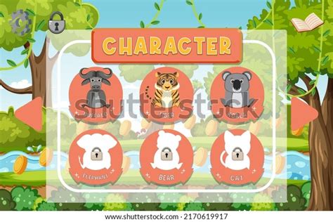 Wild Animals Game Character Illustration Stock Vector (Royalty Free ...