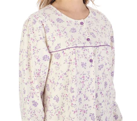 Nightdress Ladies Slenderella Long Sleeved Floral Brushed Cotton Flower Nightie Ebay