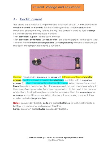 Current, Voltage & Resistance | PDF | Electric Current | Electrical Resistance And Conductance