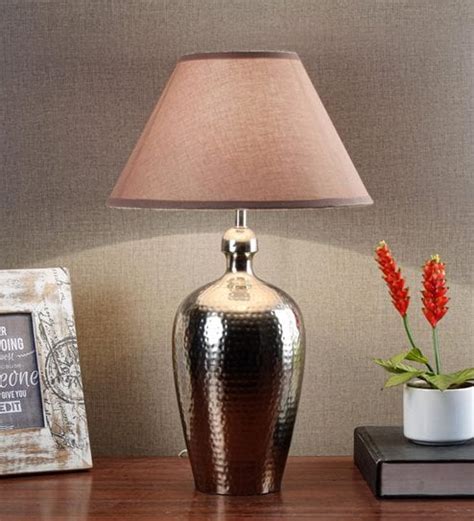 Buy Centaur White Fabric Shade Night Lamp With Metal Base At Off By