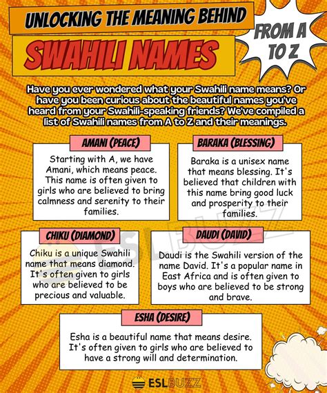 Swahili Names Learn Their Meanings And Origins Eslbuzz