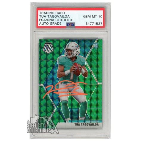 Tua Tagovailoa Panini Mosaic Green Autograph Rc Card Psa Dna