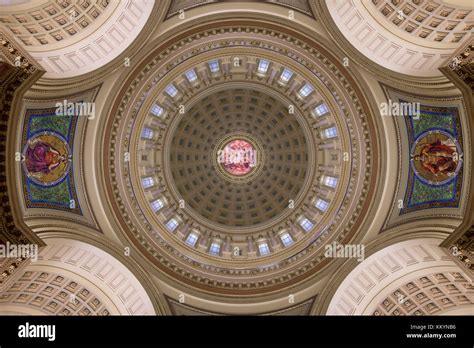 Inner Dome From The Rotunda Floor Of The Wisconsin State Capitol In