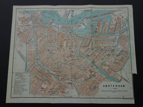 Amsterdam Old Map Of Amsterdam 1914 Original Antique Map About Etsy