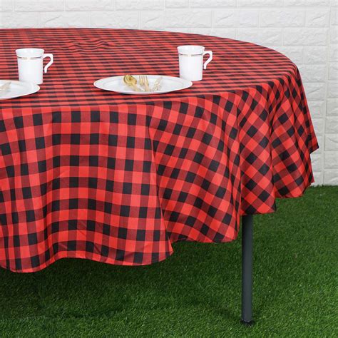 Buy Buffalo Plaid Tablecloth 90 Round Blackred Checkered Polyester Tablecloth Case Of