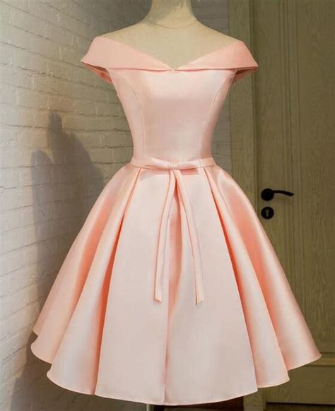 Cute A Line Nude Pink Homecoming Dress Off Shoulder Short Party