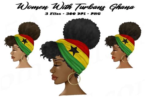 Black Women Ghana Turban Headwrap Tribal African Clipart PNG