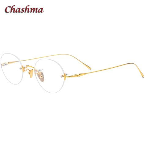 Women Oval Rimless Pure Titanium Eyeglasses Frame Men Ultra Light Glasses Myopic Prescription