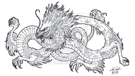 Chinese Dragon Lineart By Harpyja On Deviantart Projecten Projecten