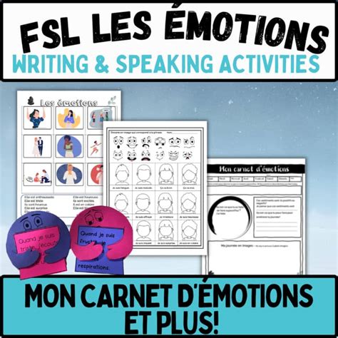 french emotions activities flashcards feelings les sentiments core fsl