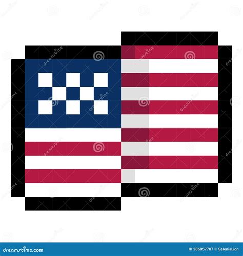 United States Flag Pixel Art Vector Tiny Icon Waving Canvas Stock