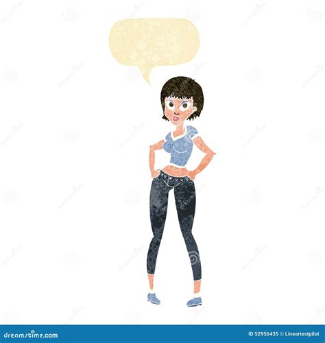 Cartoon Pretty Woman With Speech Bubble Stock Illustration