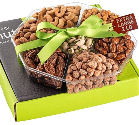 Holiday Christmas Nuts Gift Basket - Extra Large Assortment Of Sweet & Salty Dry Roasted Gourmet ...