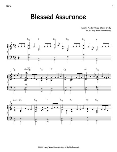 Blessed Assurance Arr Living Water Piano Worship By Living Water