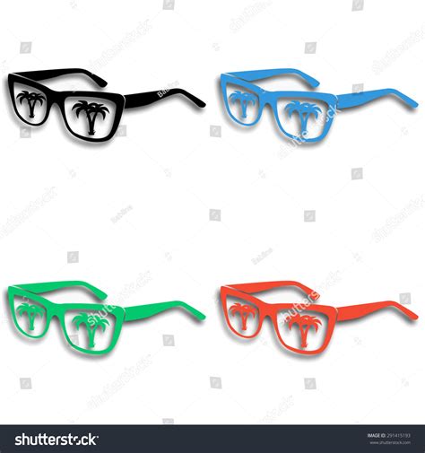 Sunglasses Tropical Island Reflection Icon Shadow Stock Vector Royalty Free 291415193