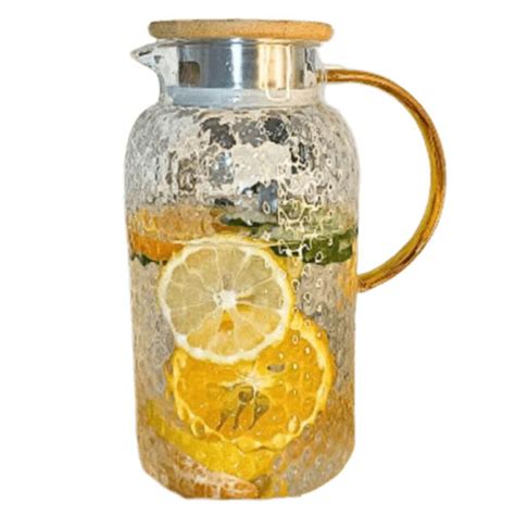 Jarra De Vidro Grande - Jarra de Vidro Grande Astrid 1,8 L Tampa Bambu Suco Agua Aromatizada ...