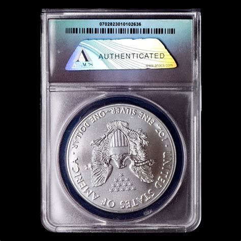 S Silver American Eagle Anacs Ms First Day Issue Fdoi