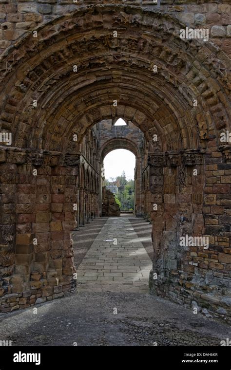 Abbey Of St Mary Of Jedburgh Norman Archway West Entrance Stock Photo