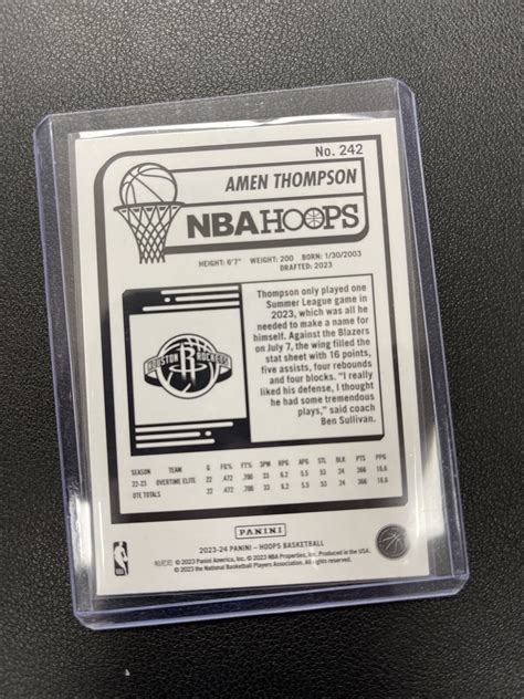 Panini Nba Hoops Rookies Red Back Amen Thompson Rc Ebay