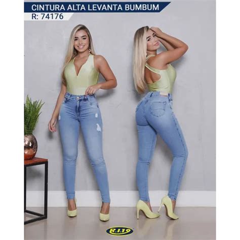 Calça Jeans Feminina Ri19 Lançamento Cintura Alta Ref 74176 no Shoptime