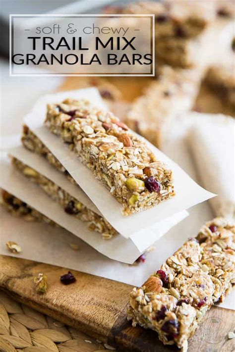 Soft And Chewy Trail Mix Granola Bars • The Healthy Foodie