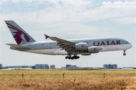 Airbus A380 861 Operated By Qatar Airways On Landing Editorial Stock