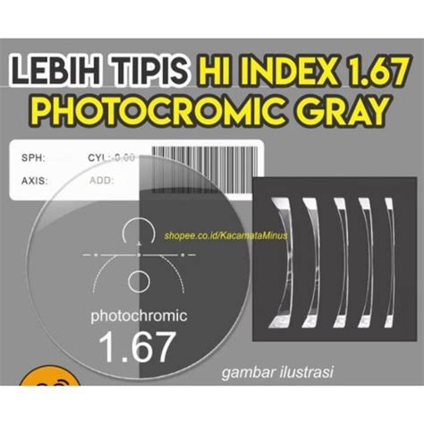 Jual Lensa Kacamata Minus Tipis Hi Index 1 67 Photocromic Anti Radiasi