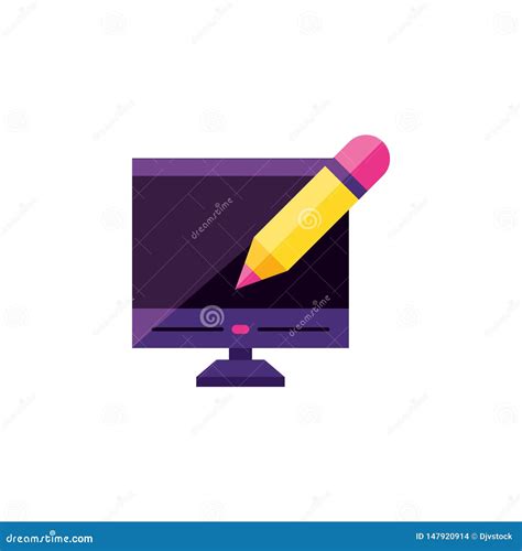 desktop computer  pencil stock illustration illustration
