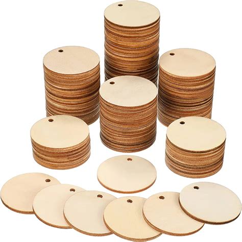 Pcs Unfinished Round Wooden Circles With Holes Round Wood Discs For